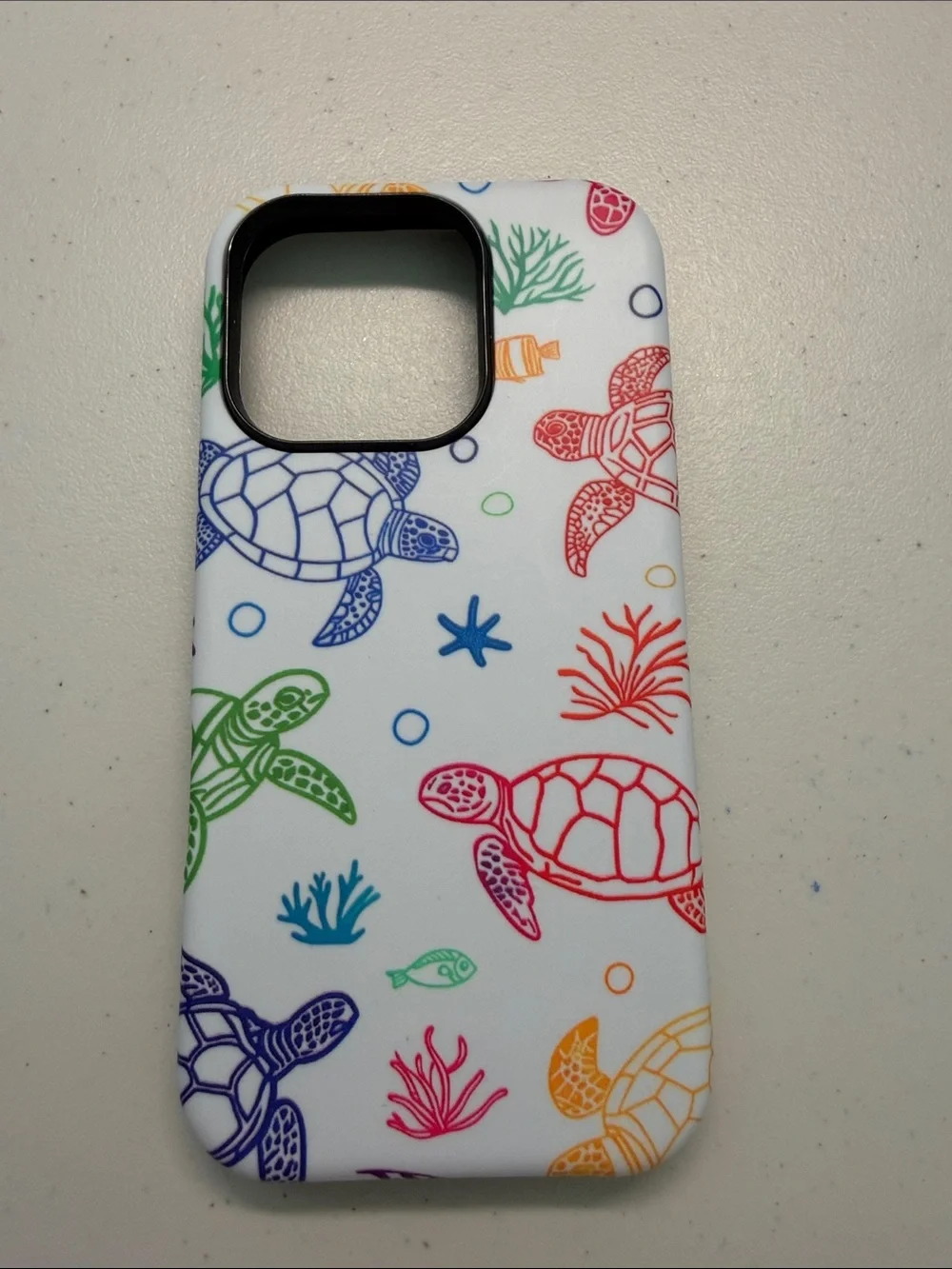 iPhone 16 Pro White Multi-Color Turtle Pattern Phone Case - Unbranded